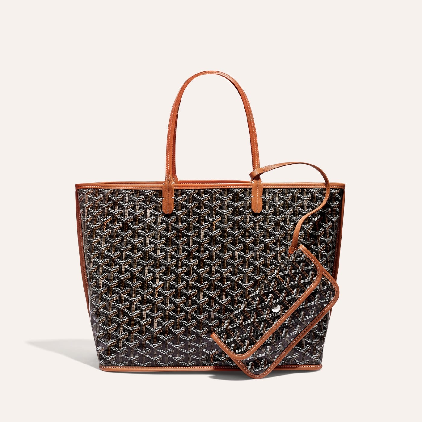 Goyard Goyardine Black and Brown Anjou PM Reversible Tote Palladium Hardware - Image 2